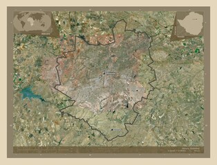 Harare, Zimbabwe. High-res satellite. Labelled points of cities