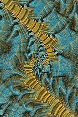 thin snakelike spiral in yellow gold on a blue background
