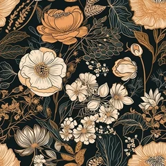 Poster Im Rahmen Seamless pattern of various flowers, suitable for computer wallpaper, website background, book cover, diary cover, notebook cover, wallpaper, wrapping paper, and fabric patterns. © 抽屜散步 Drawerwalker