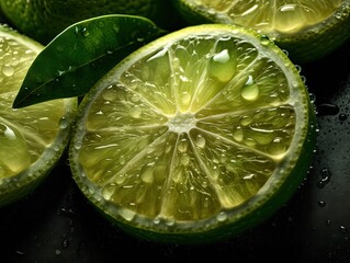 Fresh bunch of Lime seamless background, adorned with glistening droplets of water