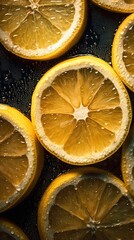 Fresh bunch of Lemon seamless background, adorned with glistening droplets of water