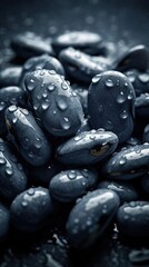 Fresh bunch of Navy beans seamless background, adorned with glistening droplets of water