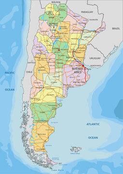 Argentina - Highly detailed editable political map with labeling.