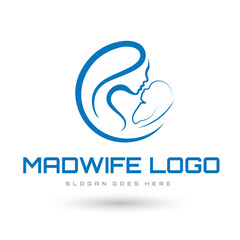 Pregnancy logo, vector of pregnant women and leaves, healthy mother's logo, nutrition and care for pregnant women logo template