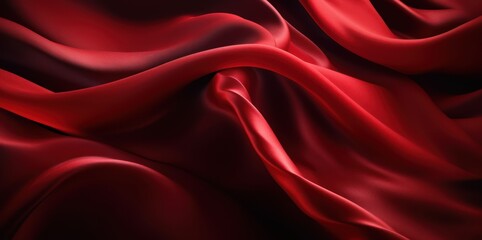 Fototapeta premium Red satin wavy cloth abstract background. Generative ai