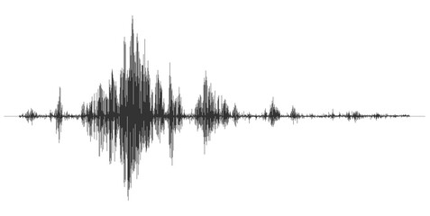 Earthquake seismograph wave. Seismic activity pulse, geology science earthquake amplitude vector seismogram, audio waveform line, vibration level background or music record equalizer data - obrazy, fototapety, plakaty