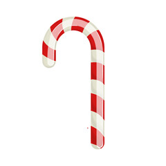 Fototapeta premium A vector illustration of a classic candy cane, with red and white stripes and a curved handle. Vector illustration