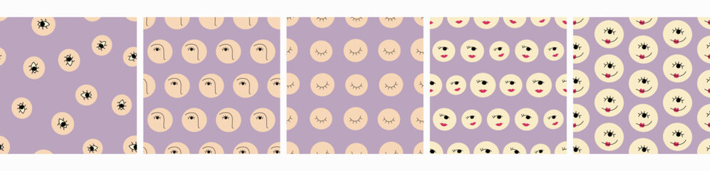 Feminine look, abstract personage, mascot design, funny face, cute icon