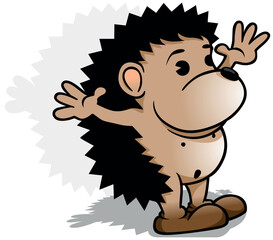 Funny Small Brown Hedgehog with Open Arms