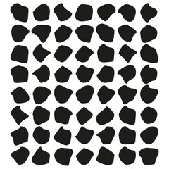 Random blotch, inkblot. Organic blob, blot. Speck shape.Splat, fleck graphic. Drop of liquid, fluid. Pebble, stone silhouette.Ink stain, mottle spot irregular shape. Vector illustration.