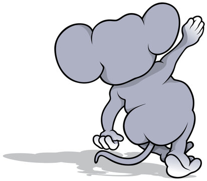Rear View of a Gray Passing Mouse