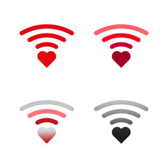 Wifi heart icons, great design for any purposes. Heart symbol. Love icon. Internet network concept. Vector illustration.