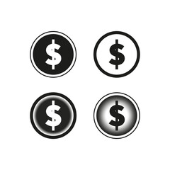 Dollar coin icons for concept design. Business success. Vector illustration.