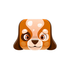 Cartoon dog kawaii square animal face, cute puppy portrait. Isolated vector canine, domestic pet character. App button, icon, graphic design element