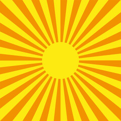 yellow rays orange background. Vector illustration.