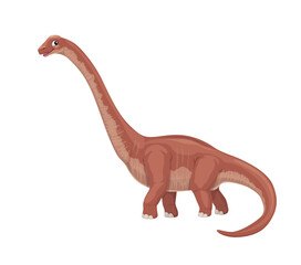 Cartoon Omeisaurus dinosaur character. Prehistoric animal, extinct lizard happy smiling personage. Isolated paleontology fossil reptile, Jurassic era herbivorous dinosaur with long neck vector mascot