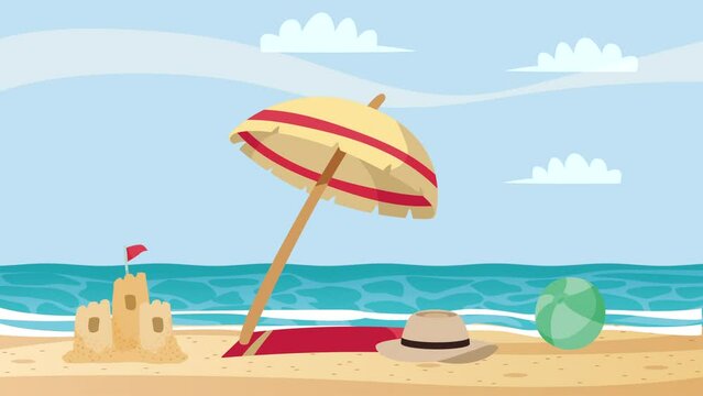 summer umbrella on the beach animation
