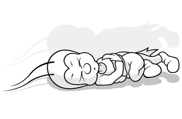 Drawing of a Cricket Sleeping on the Ground