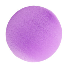 Fluffy purple 3D geometric shape on transparent background, as png. Furry, soft and hairy sphere. Trendy, cute design element. Cut out object. 3D rendering.