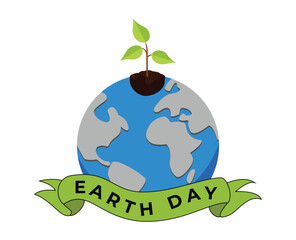 illustration of earth with plant seeds. happy earth day banner illustration