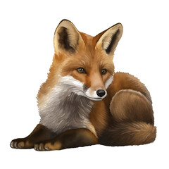 Fototapeta premium fox with style hand drawn digital painting illustration