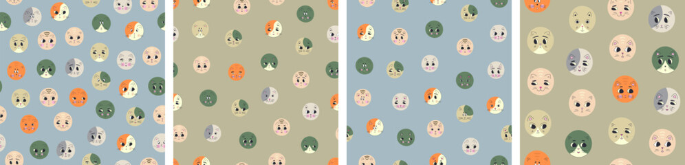 Funny cat face, abstract personage, mascot design, funny face, cute icon