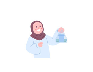 a muslim woman buys food and drinks for iftar. holding a bag of food. fasting. People's activities in the month of Ramadan. illustration concept design. vector elements of ramadan