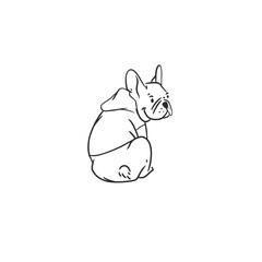 Hand drawn vector abstract graphic line art collection with diverse cute funny cartoon dogs characters.Vector illustration of funny cartoon different breeds dogs in trendy flat style. Line dog icon.