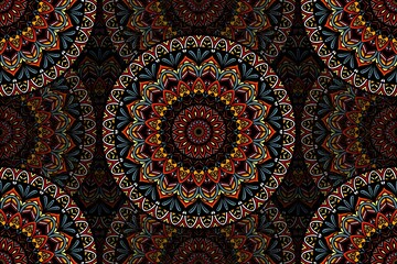 Mandala traditional surface pattern design. Illustration traditional mandala round overlapping shape seamless pattern background. Ethnic geometric pattern use for fabric, home decoration elements.