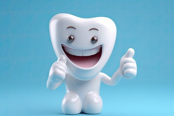 Cute healthy shiny cartoon tooth character, childrens dentistry concept Illustration. 