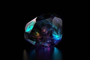 Fototapeta premium Gemstone, lying on a black smooth surface