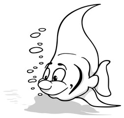 Drawing of a Cute Scalar Fish with Bubbles