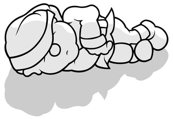 Drawing of a Sleeping Dwarf on the Ground