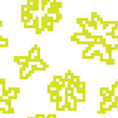 Pixel flowers in blossom, botany ornament print