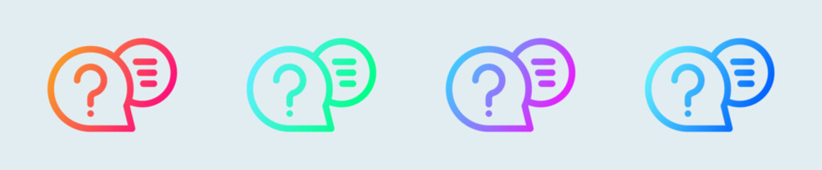 Question line icon in gradient colors. Help signs vector illustration.