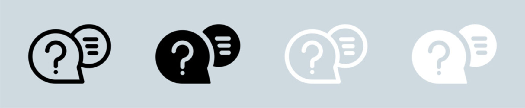 Question icon set in black and white. Help signs vector illustration.