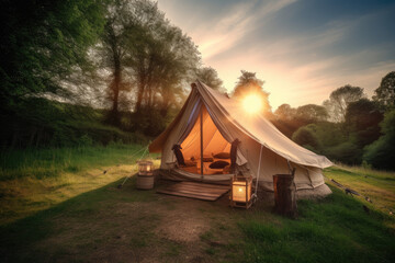 Glamping, tent, generative ai