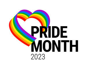 Pride month 2023 concept. Freedom rainbow flag, gay parade annual summer event. Design template for flyer, card, poster, banner, social media