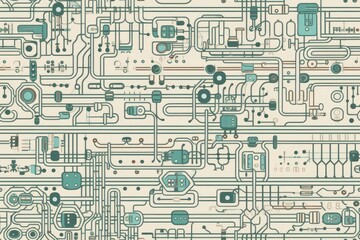 Obraz premium Computer circuit. Beautiful seamless pattern picture. Generative AI