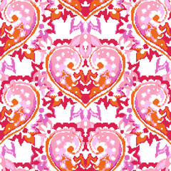Blooming pixelated flowers and leaves pattern