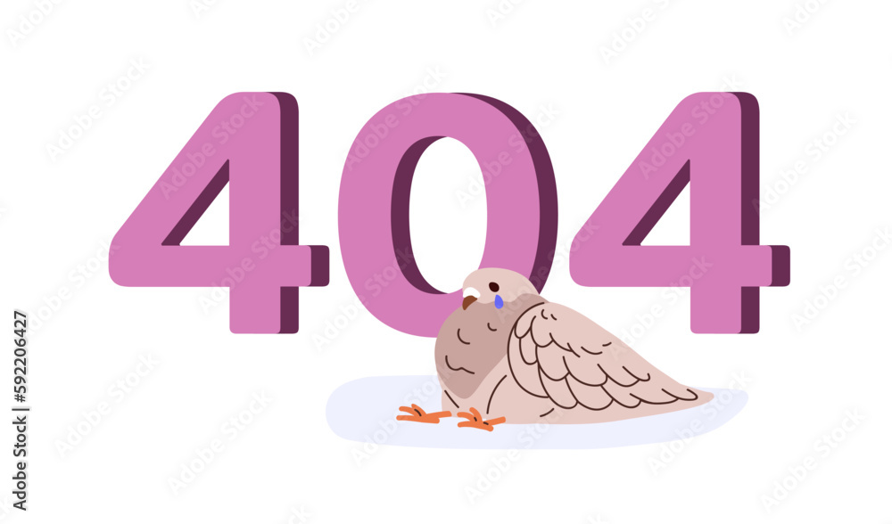 Aufkleber 404 page not found error, funny creative humor design, access failure, technical loading problem. Website mistake, unavailable web-site. Flat graphic vector illustration isolated on white background