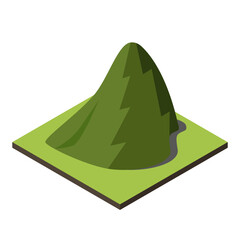 Isometric landscape with environment elements. Color illustration. Vector. 