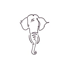 Abstract linear elephant with flowers.Continuous line.Trendy stock  illustration isolated on white background.Modern graphic design.Logo of the elephant.One line.