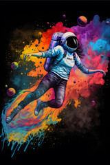 Obraz na płótnie Canvas Female astronaut among colors