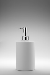 Obraz premium Abstract vector rendering 3D realistic skin care package with pump bottle dispenser. Beauty cosmetic product with empty label for mockup design. Daily care routine concept
