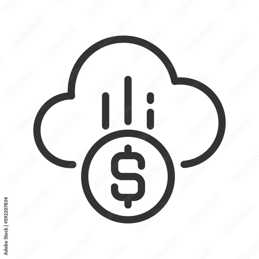 Aufkleber cloud payment pixel perfect linear icon. e-payment adoption. financial transactions via internet. th