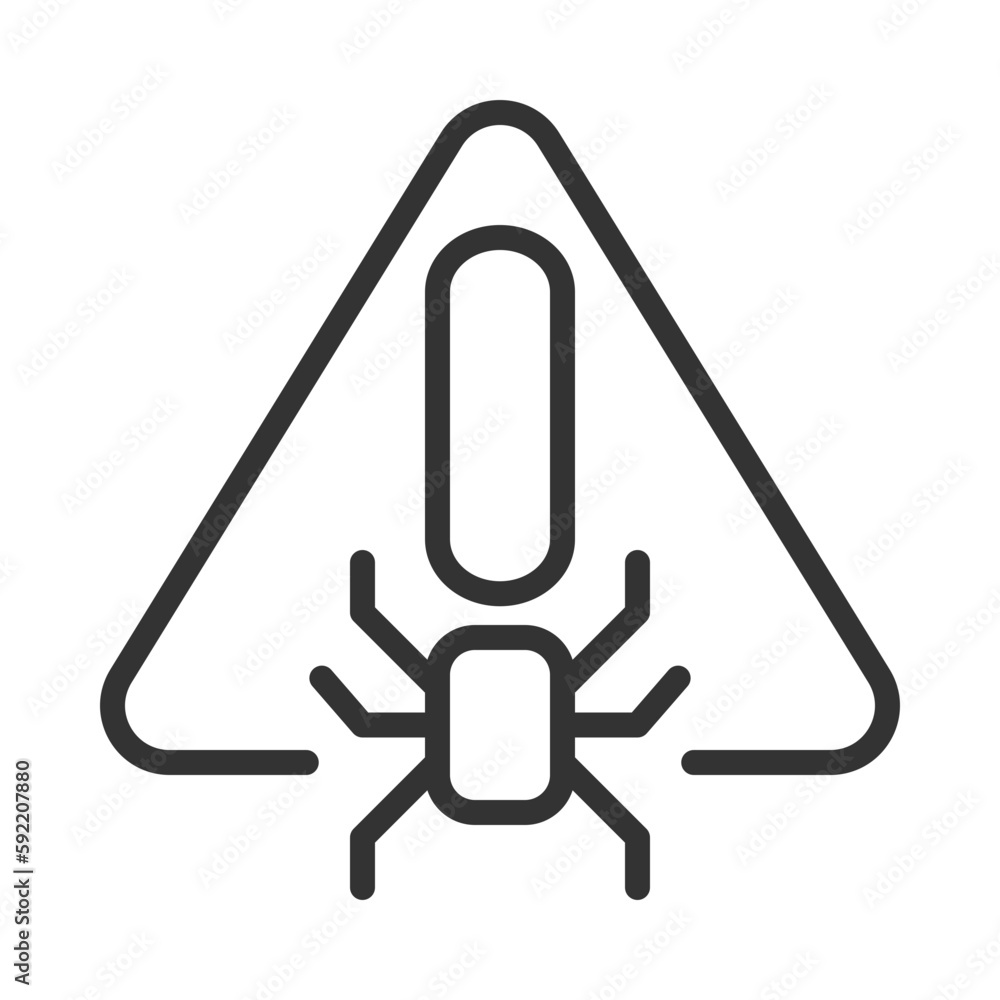 Poster virus warning pixel perfect linear icon. malicious software. antivirus program precaution. thin line