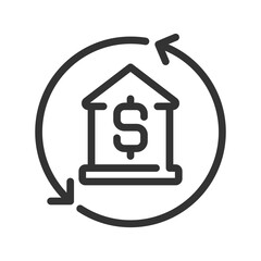 Mortgage pixel perfect linear icon. Home loan. Buying personal property. Purchasing real estate. Thin line illustration. Contour symbol. Vector outline drawing. Editable stroke. Arial font used