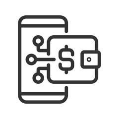 Digital wallet pixel perfect linear icon. Online payment. Wireless financial transaction. E wallet. Thin line illustration. Contour symbol. Vector outline drawing. Editable stroke. Arial font used
