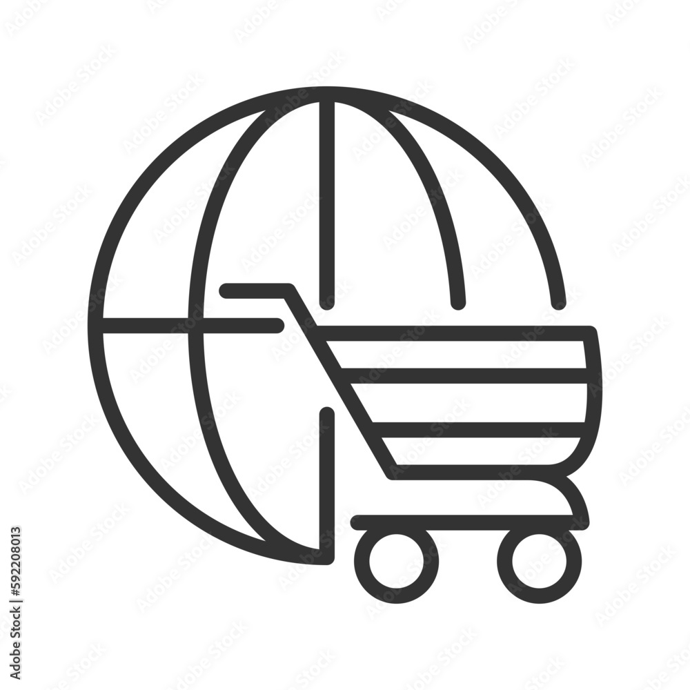 Poster online shopping pixel perfect linear icon. internet markets. making purchases. e-commerce websites. 